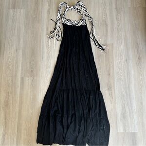 Anthropologie Black Halter Maxi Dress size small